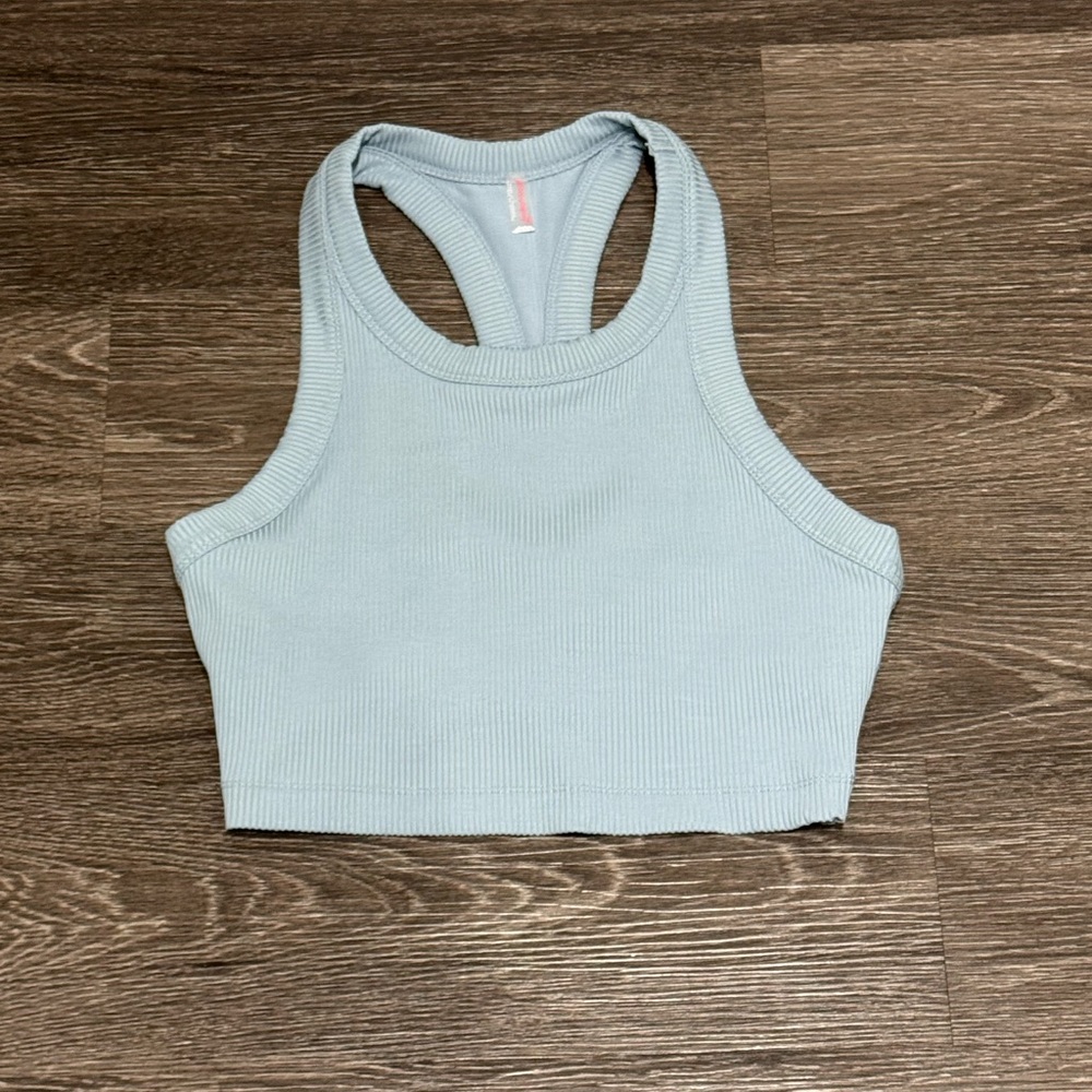 Free People Blue Ribbed Tank Top